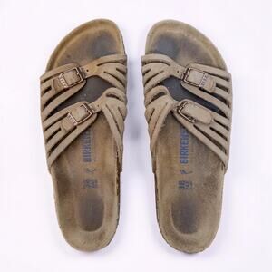 Birkenstock Granada Sandals Brown Leather Slide Sandals Size 38 US 7